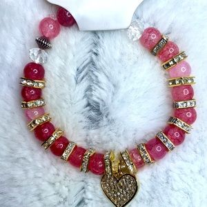 Natural Stone Woman’s Bracelet With Heart Pendant